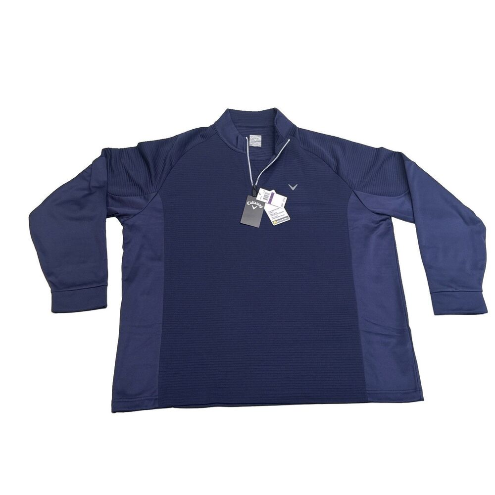 Callaway Opti Dri Golf UPF 1/4 Zip Pullover Sweatshirt Mens XXL Navy Peacoat NEW